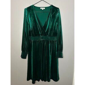 Briggs New York Women's Size S Long Sleeve Velvet Dress Green Holiday Cocktail